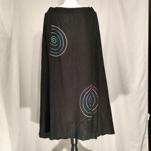 Linen Giorgio Fiorlini Embroidery Plus Skirt 22W Black